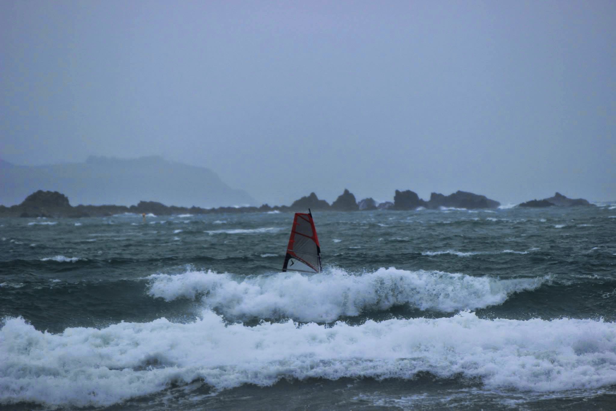 Windsurfing at Lyall Bay, Wellington, New Zealand